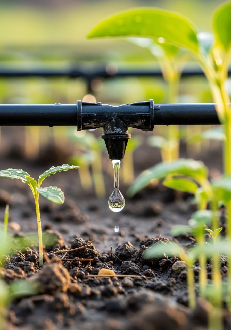Farmer working in an irrigated field